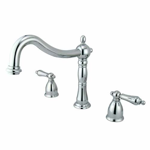 Kingston Brass KS1341AL Heritage Polished Chrome Two-Handle Deck Mount Roman Tub Faucet