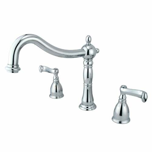 Kingston Brass KS1341FL Heritage Polished Chrome Two-Handle Deck Mount Roman Tub Faucet