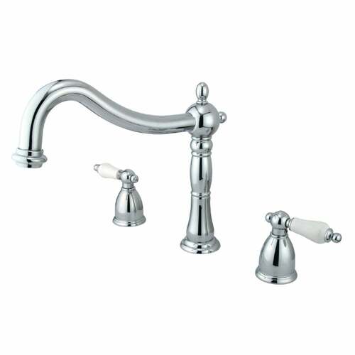 Kingston Brass KS1341PL Heritage Polished Chrome Two-Handle Deck Mount Roman Tub Faucet