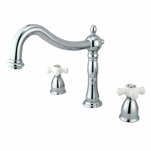 Kingston Brass KS1341PX Heritage Polished Chrome Two-Handle Deck Mount Roman Tub Faucet