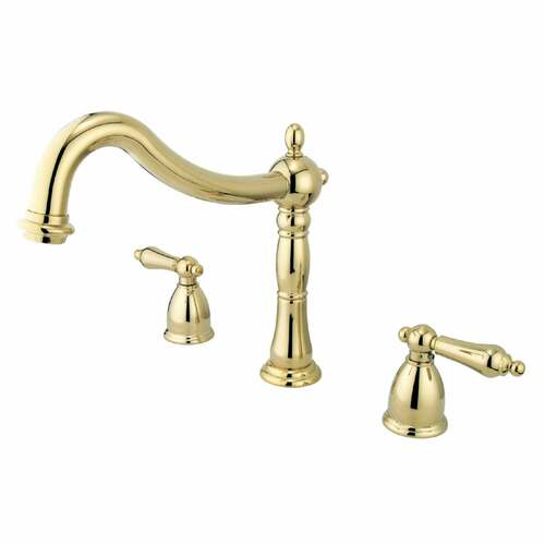 Kingston Brass KS1342AL Heritage Two-Handle Deck Mount Roman Tub Faucet in Polished Brass