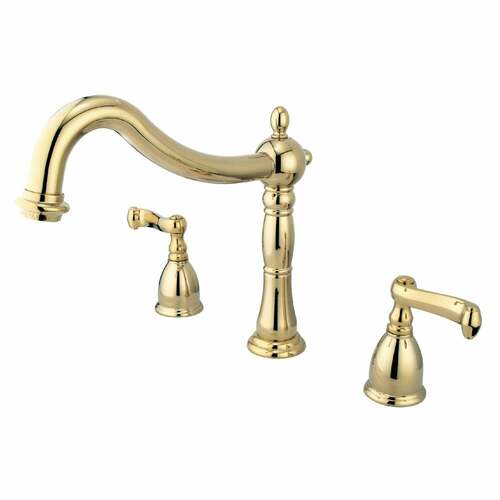 Kingston Brass KS1342FL Heritage Polished Brass Two-Handle Deck Mount Roman Tub Faucet