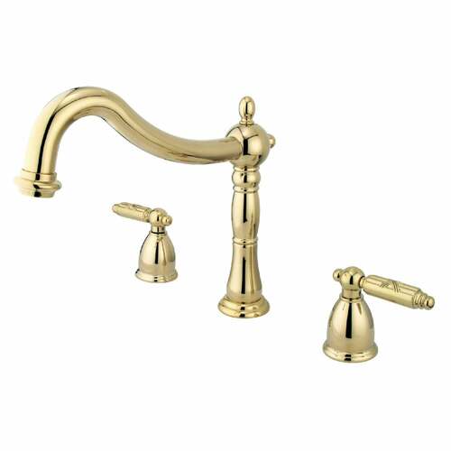 Kingston Brass KS1342GL Georgian Polished Brass Two-Handle Deck Mount Roman Tub Faucet