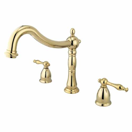 Kingston Brass KS1342NL Naples Polished Brass Two-Handle Deck Mount Roman Tub Faucet