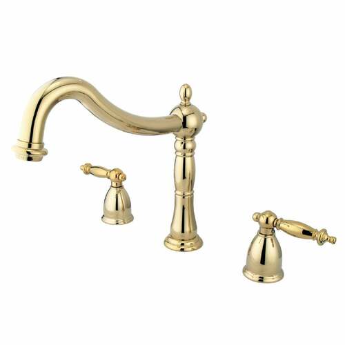 Kingston Brass KS1342TL Heritage Polished Brass Two-Handle Deck Mount Roman Tub Faucet
