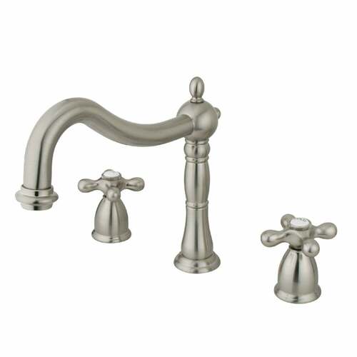 Kingston Brass KS1348AX Heritage Brushed Nickel Two-Handle Deck Mount Roman Tub Faucet