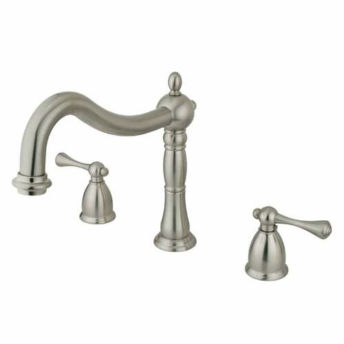 Kingston Brass KS1348BL Heritage Brushed Nickel Two-Handle Deck Mount Roman Tub Faucet