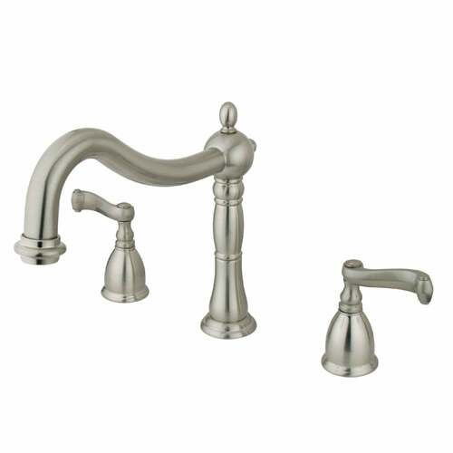 Kingston Brass KS1348FL Heritage Brushed Nickel Two-Handle Deck Mount Roman Tub Faucet