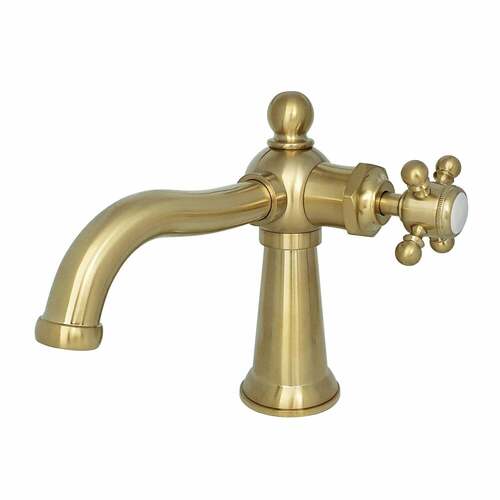 Kingston Brass KS154BXBB Nautical Brushed Brass One-Handle Bathroom Faucet with Pop-Up Drain