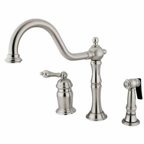Kingston Brass KS1818ALBS Heritage Brushed Nickel Single-Handle Widespread Kitchen Faucet with Sprayer
