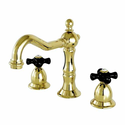 Kingston Brass KS1972PKX Duchess Widespread Bathroom Faucet with Brass Pop-Up, Polished Brass