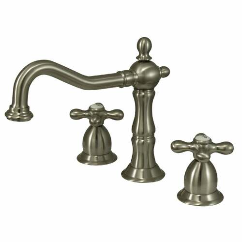 Kingston Brass KS1978AX Heritage Brushed Nickel Widespread Bathroom Faucet with Brass Pop-Up