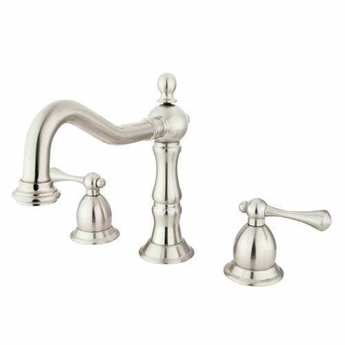 Kingston Brass KS1978BL Heritage Brushed Nickel Widespread Bathroom Faucet with Brass Pop-Up