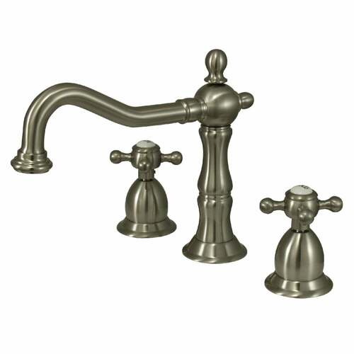 Kingston Brass KS1978BX Heritage Brushed Nickel Widespread Bathroom Faucet with Brass Pop-Up