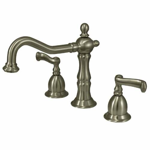 Kingston Brass KS1978FL Heritage Brushed Nickel Widespread Bathroom Faucet with Brass Pop-Up