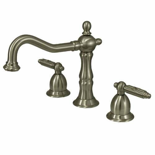 Kingston Brass KS1978GL Heritage Widespread Bathroom Faucet, Brass Pop-Up, Brushed Nickel