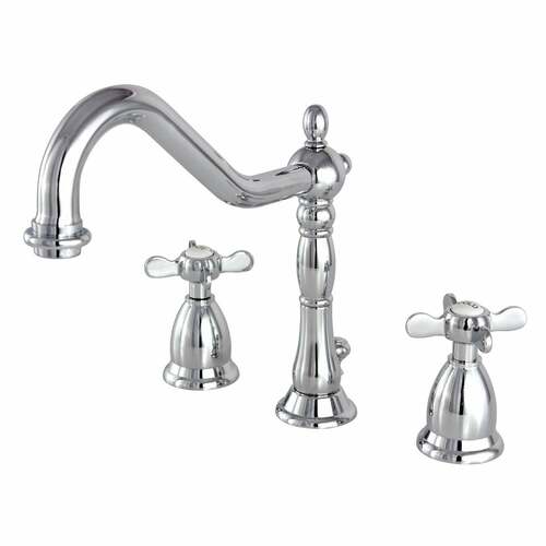 Kingston Brass KS1991BEX Essex Widespread Bathroom Faucet, Brass Pop-Up, Polished Chrome