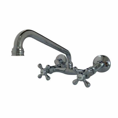 Kingston Brass KS200C Kingston Double-Handle Wall-Mount Kitchen Faucet, Polished Chrome