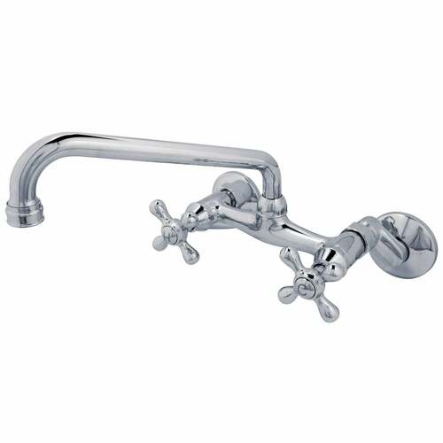 Kingston Brass KS200M Polished Chrome Double-Handle Wall-Mount Bridge Kitchen Faucet