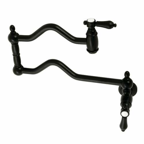 Kingston Brass KS2100BAL Heirloom Matte Black Wall Mount Pot Filler Faucet