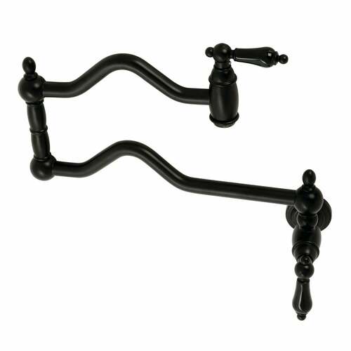 Kingston Brass KS2100PKL Duchess Matte Black Wall Mount Pot Filler Faucet