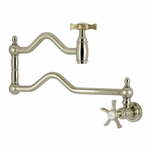 Kingston Brass KS2108NX Hamilton Two-Handle Wall Mount Pot Filler Faucet, Brushed Nickel