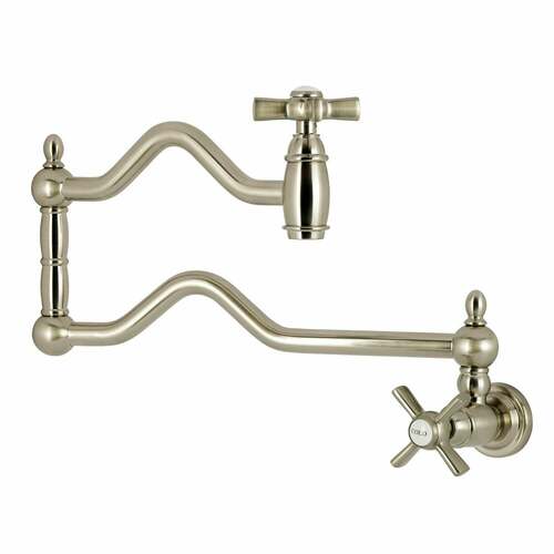 Kingston Brass KS2108ZX Millennium Brushed Nickel Wall Mount Pot Filler Faucet, 2 Handles
