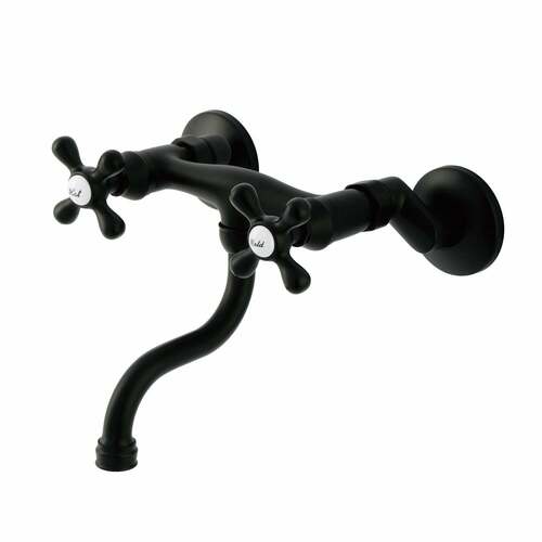 Kingston Brass KS2110AX Kingston Matte Black Double-Handle Wall Mount Bathroom Faucet
