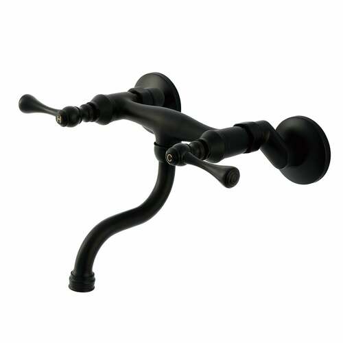 Kingston Brass KS2110BL Kingston Double-Handle Wall Mount Bathroom Faucet - Matte Black