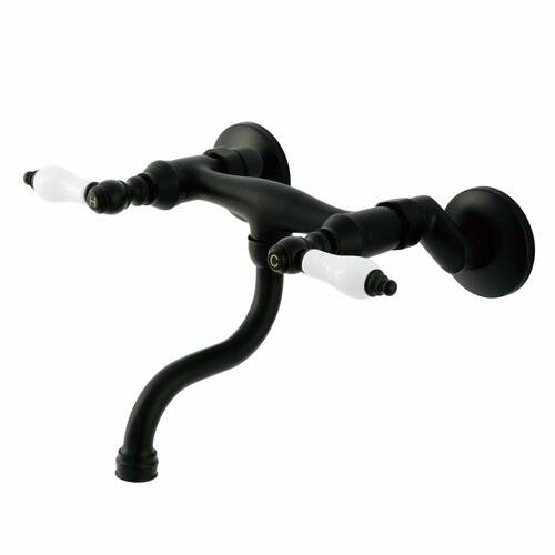 Kingston Brass KS2110PL Kingston Double-Handle Wall-Mount Bathroom Faucet, Matte Black