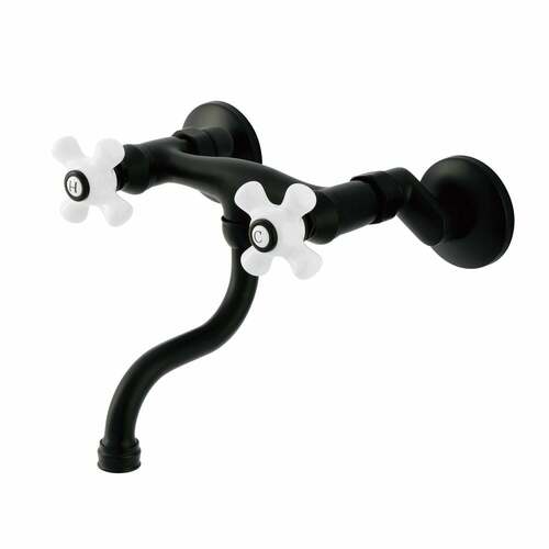 Kingston Brass KS2110PX Kingston Double-Handle Wall Mount Bathroom Faucet, Matte Black