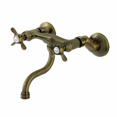 Kingston Brass KS2113BEX Essex Antique Brass Double-Handle Wall Mount Bathroom Faucet