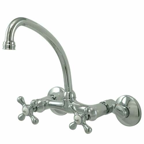 Kingston Brass KS214C Kingston Double-Handle Wall-Mount Kitchen Faucet, Polished Chrome