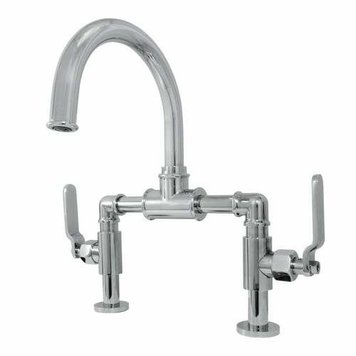 Kingston Brass KS2171KL Whitaker Industrial Bridge Bathroom Faucet with Pop-Up Drain, Chrome