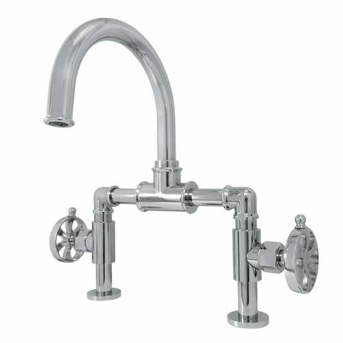 Kingston Brass KS2171RX Belknap Industrial Wheel Handle Bridge Bathroom Faucet, Polished Chrome
