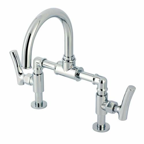 Kingston Brass KS2171TKL Bridge Polished Chrome Bathroom Faucet with Brass Pop-Up