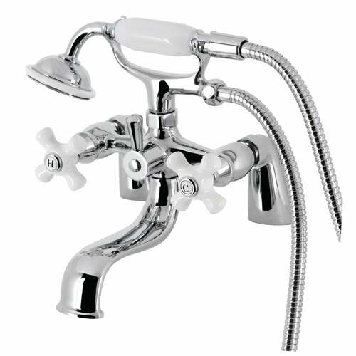 Kingston Brass KS227PXC Kingston Deck Mount Clawfoot Tub Faucet with Hand Shower, Chrome