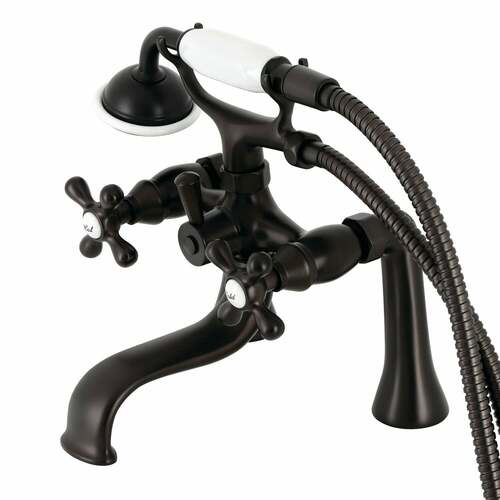 Kingston Brass KS228ORB Kingston Deck Mount Clawfoot Tub Faucet with Hand Shower, Oil Rubbed Bronze