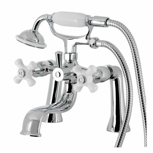 Kingston Brass KS228PXC Kingston Deck Mount Clawfoot Tub Faucet with Hand Shower, Chrome