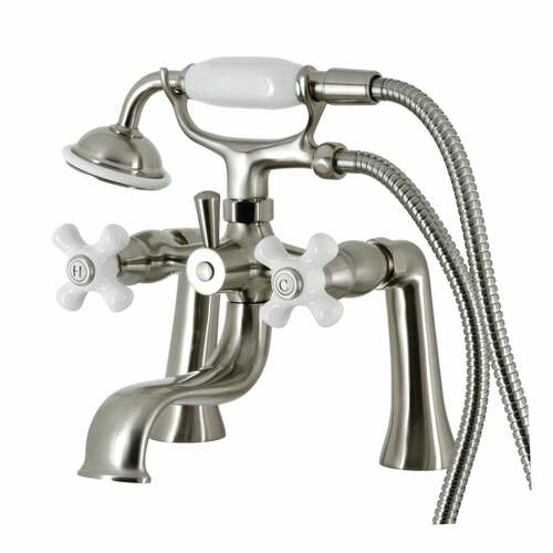 Kingston Brass KS228PXSN Kingston Deck Mount Clawfoot Tub Faucet Hand Shower, Brushed Nickel