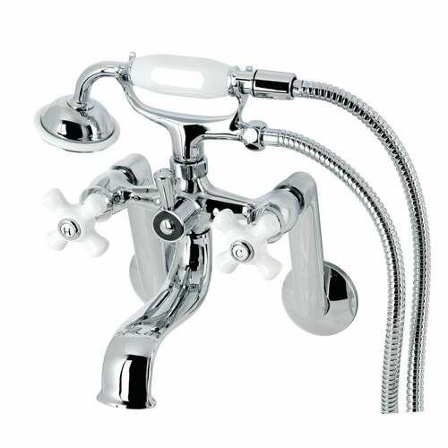 Kingston Brass KS229PXC Kingston Wall Mount Clawfoot Tub Faucet with Hand Shower, Polished Chrome