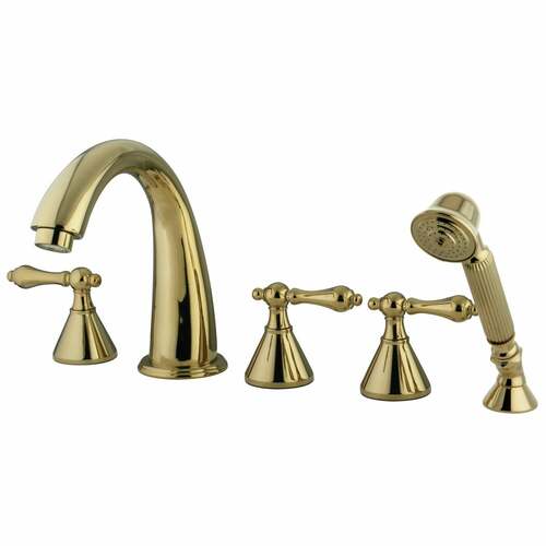Kingston Brass KS23625AL Roman 5-Piece Tub Faucet with Hand Shower, Polished Brass