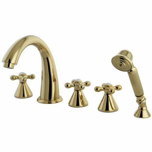 Kingston Brass KS23625AX Roman 5-Piece Tub Faucet with Hand Shower, Polished Brass