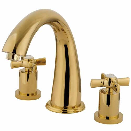 Kingston Brass KS2362ZX Millennium Polished Brass Two-Handle Deck Mount Roman Tub Faucet