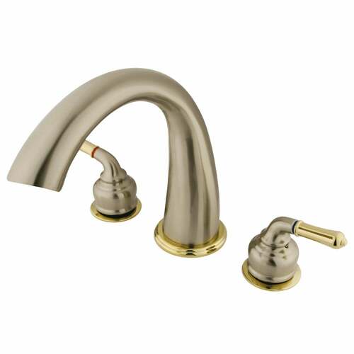 Kingston Brass KS2369 Milano Two-Handle Deck Mount Roman Tub Faucet, Brushed Nickel/Brass