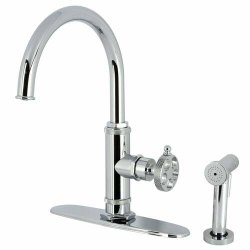 Kingston Brass KS2431RKX Webb Single-Handle Kitchen Faucet with Brass Side Sprayer, Polished Chrome