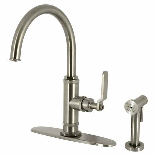 Kingston Brass KS2438KL Whitaker Brushed Nickel Single-Handle Kitchen Faucet with Side Sprayer