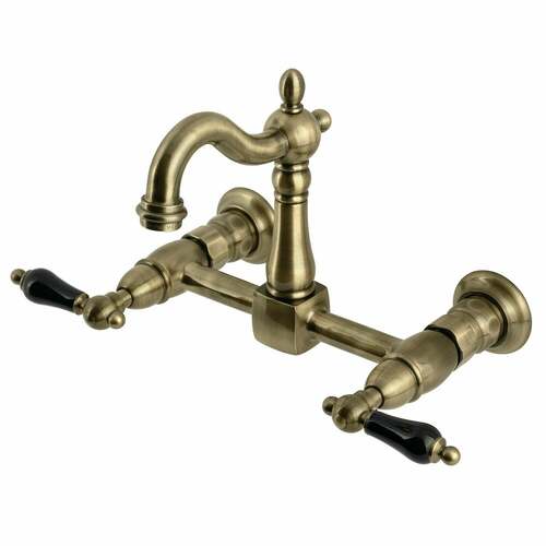 Kingston Brass KS2443PKL Duchess Antique Brass Double-Handle Wall-Mount Kitchen Faucet