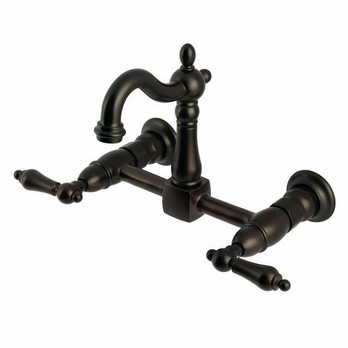 Kingston Brass KS2445AL Heritage Double-Handle Wall-Mount Kitchen Faucet, Oil Rubbed Bronze