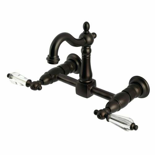 Kingston Brass KS2445WLL Willshire Double-Handle Wall-Mount Kitchen Faucet, Oil Rubbed Bronze